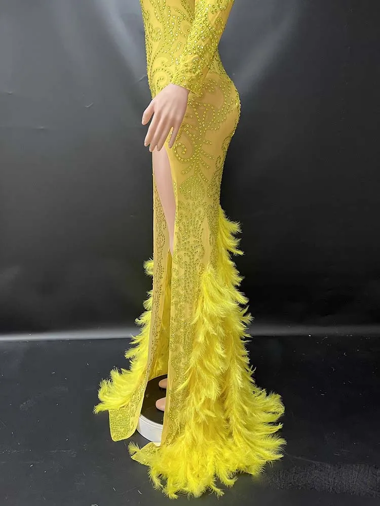 Hoge kwaliteit hot stamping sexy split veer splitsen jurk 2025, nieuwe mode aangepaste dameskleding