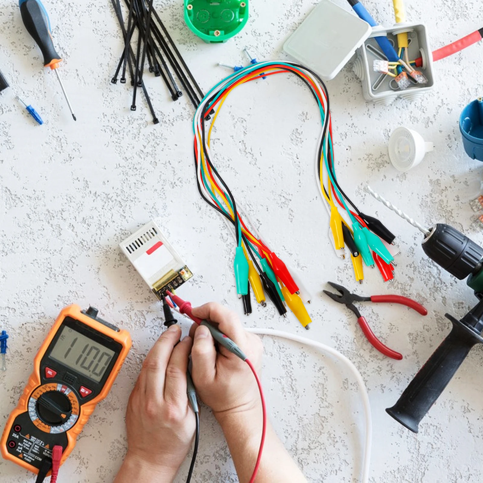 

10 Pcs Automotive Electrical Connectors Alligator Clips Banana Plugs Back Probe Test Leads Kit