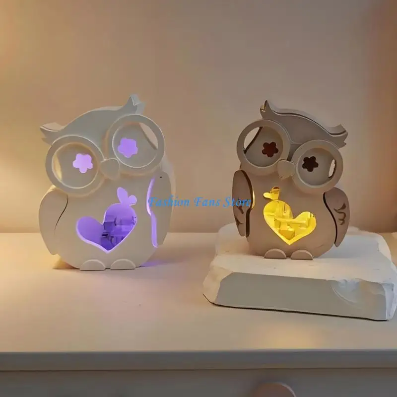 

Owl Pattern Silicone Lamp Mold Cement Plaster Crafts Hollow Texture Design
