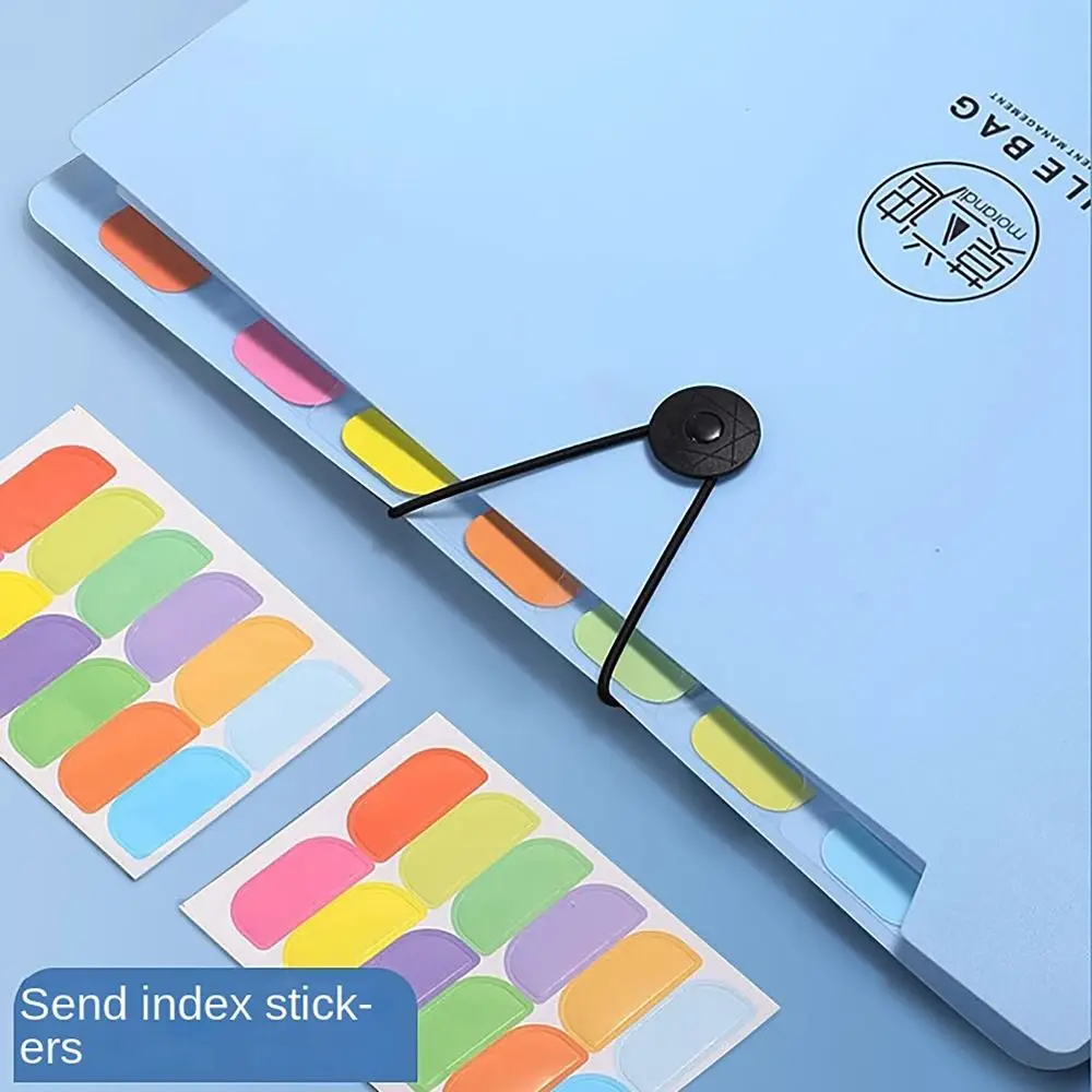 8/12 Layers Stereo Organ Bag with Index Sticker Creative Stationary A4 Paper Storage Bag Morandi Color Test Paper Organizer