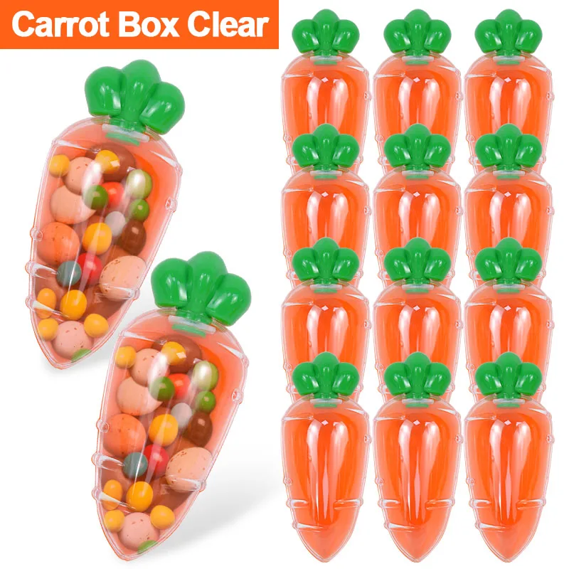 

3/6Pcs Easter Plastic Carrot Candy Box Creative Clear Gift Boxes Easter Party Decorations for Home Kids Birthday Favors Supplies