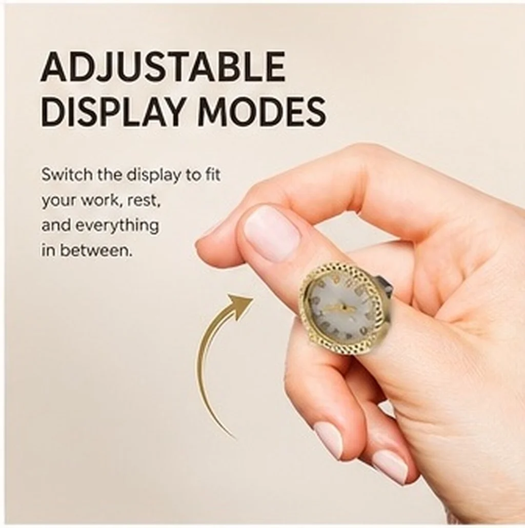 Mini Quartz Finger Ring Watch Oval Dial Design Unisex Adjustable Metal Watch Waterproof Finger Timepiece for Men Women