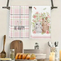 Bunny Print Dishcloth Easter Bunny Pattern Dish Towel Quick-drying Kitchen Towel for Home Decoration Spring Holiday for Kitchen