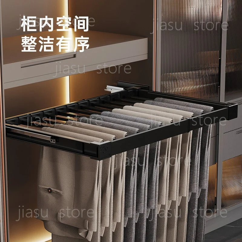 Retractable Wardrobe Household Multi-functional Retractable Trouser Rack Pull Pull Basket Rack Built-in Hardware Accessories