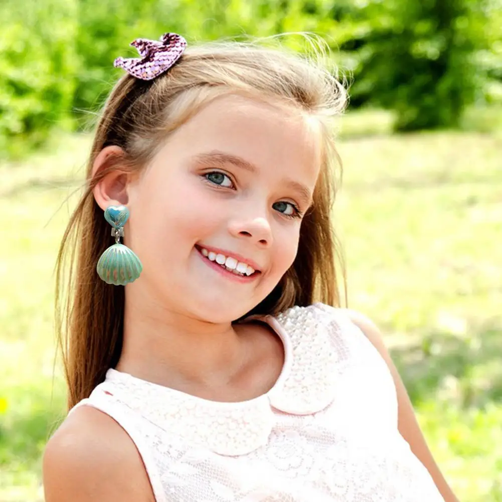 Children's Ear Clips Pretty Seashell Ear Decorations For Girls Stand Out With Shiny Princess Design Kids' Seashell Ear Clip