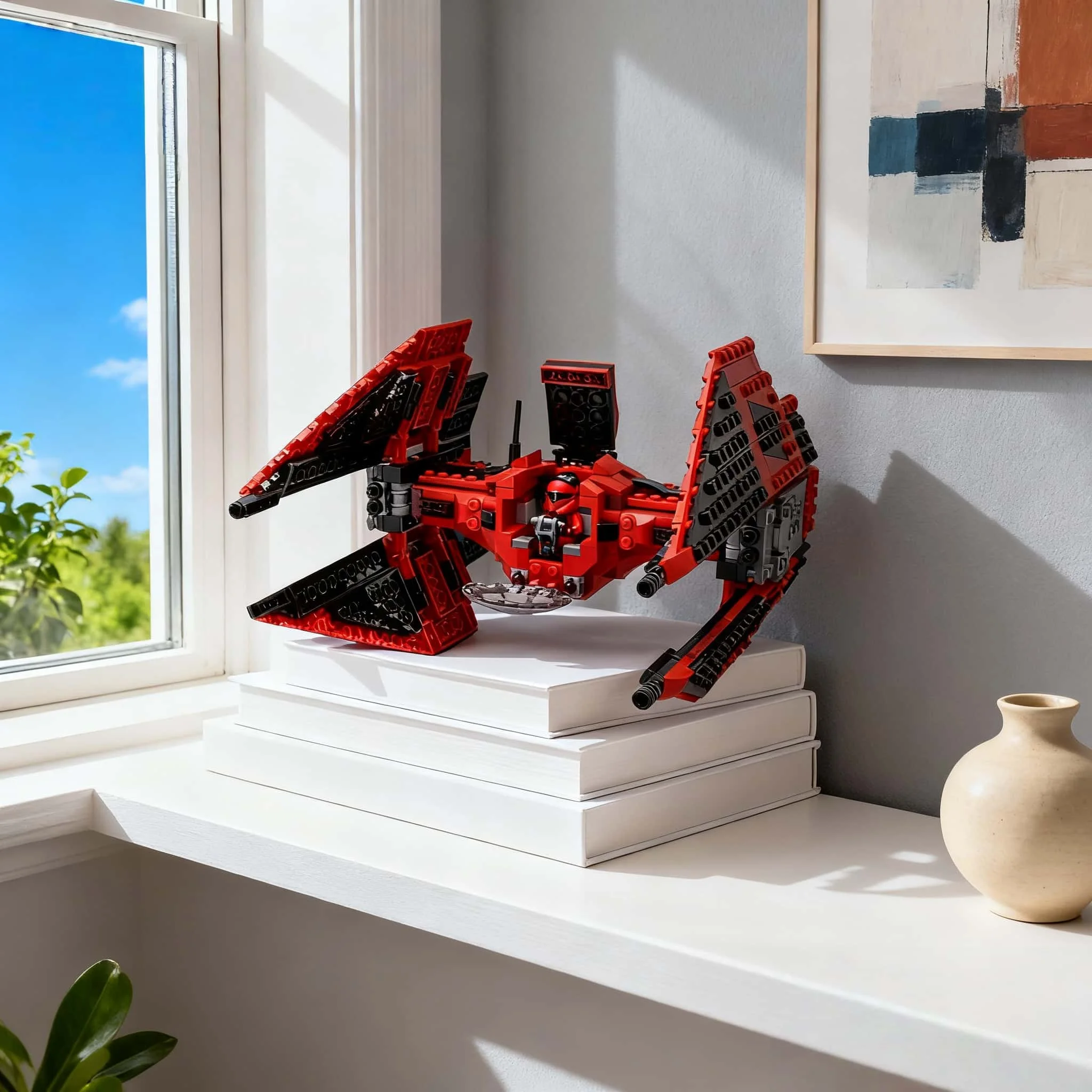 

Новый красный модульный конструктор MOC 2026 года, 496 деталей, изысканный красный космический робот-космодрон, праздничный подарок для взрослых.