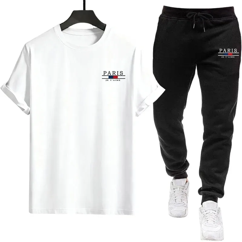 

Casual Sportswear Tee and Sweatpants Comfortable Outdoor Home Wear T-shirts New in Mens Summer Tracksuit Two Piece Set