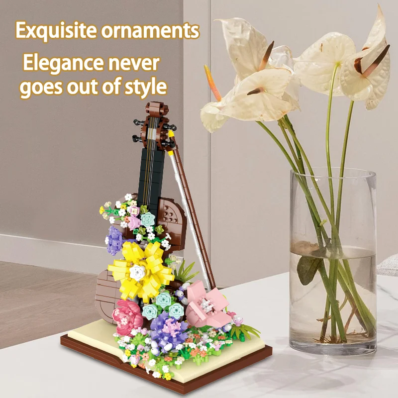 บล็อกตัวต่อไวโอลิน 1520 ชิ้น ชุดตัวต่อขนาดเล็ก โมเดล ของเล่นตัวต่อ ของเล่นเสริมพัฒนาการ สำหรับเด็กหญิง เด็กชาย และผู้ใหญ่