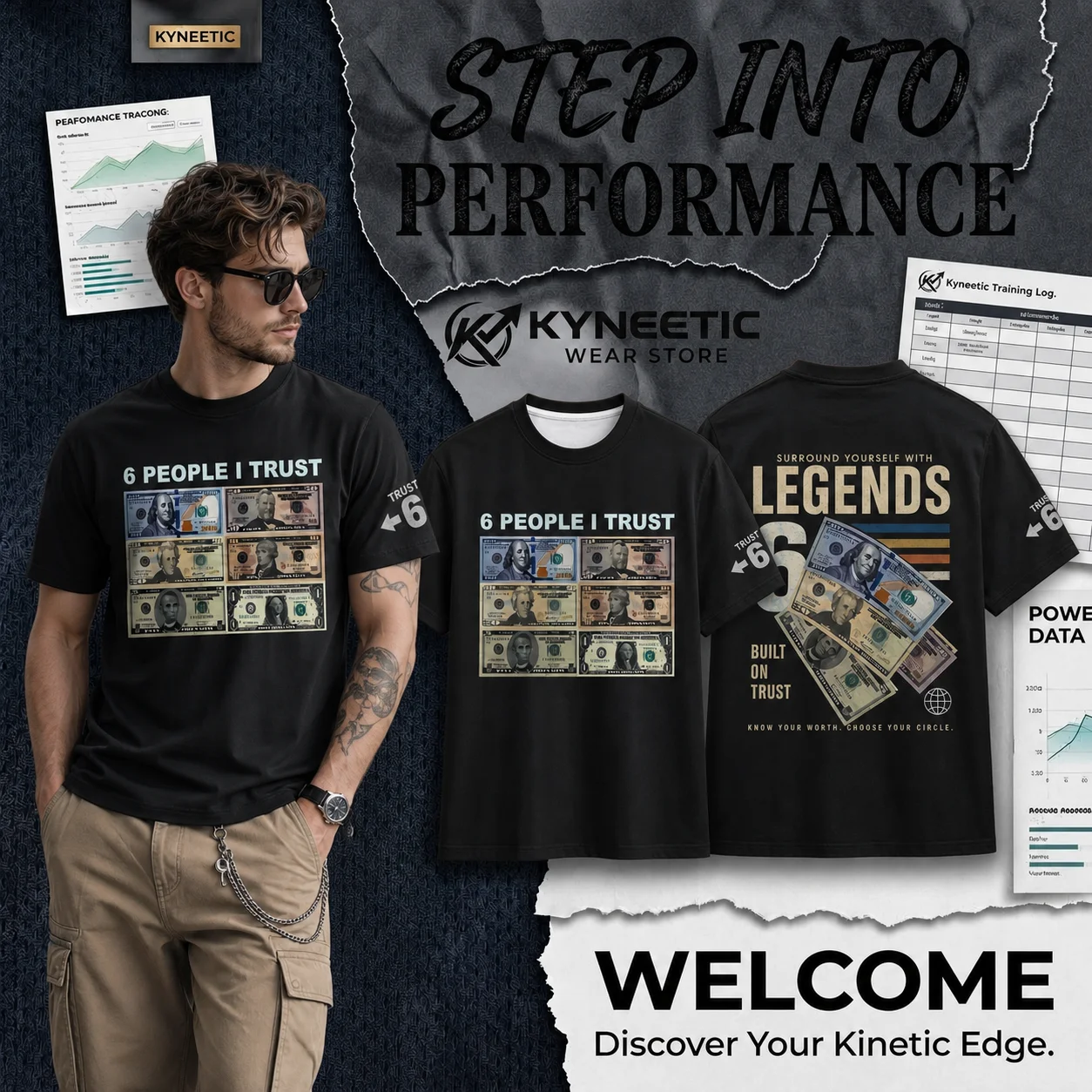 Fashion Dollar Bill Cash Graphic Crewneck Short Sleeve T-Shirt Parent-Child Hip Hop Streetwear Black Friday Shopping Holiday Tee