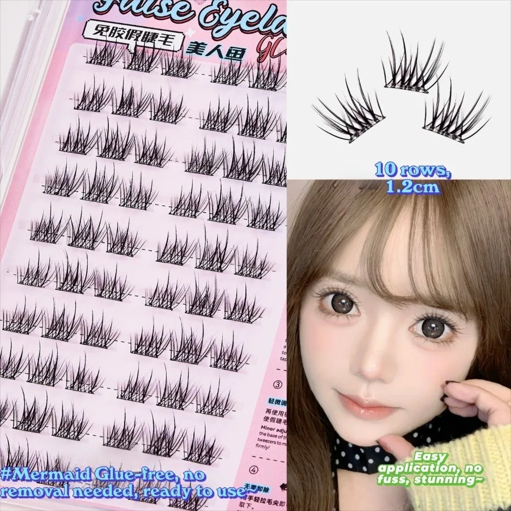 Faux cils grande capacité, texture moelleuse, faits à la main, sans colle, naturellement recourbés, sans cruauté, auto-adhésifs