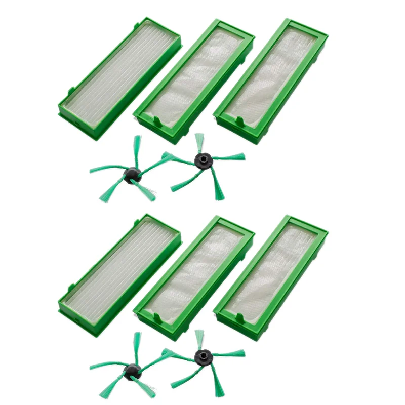 A99T Accessories Set For Vorwerk Kobold VR200 & VR300 Vacuum Robots - 6X HEPA Filters & 4X Side Brushes