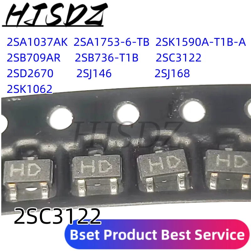 10 unids/lote 2SC3122  2SA1037AK 2SA1753-6-TB 2SB709AR 2SB736-T1B 2SD2670 2SJ146 2SJ168 2SK1062 2SK1590A-T1B-A 【 SOT23 】nuevo