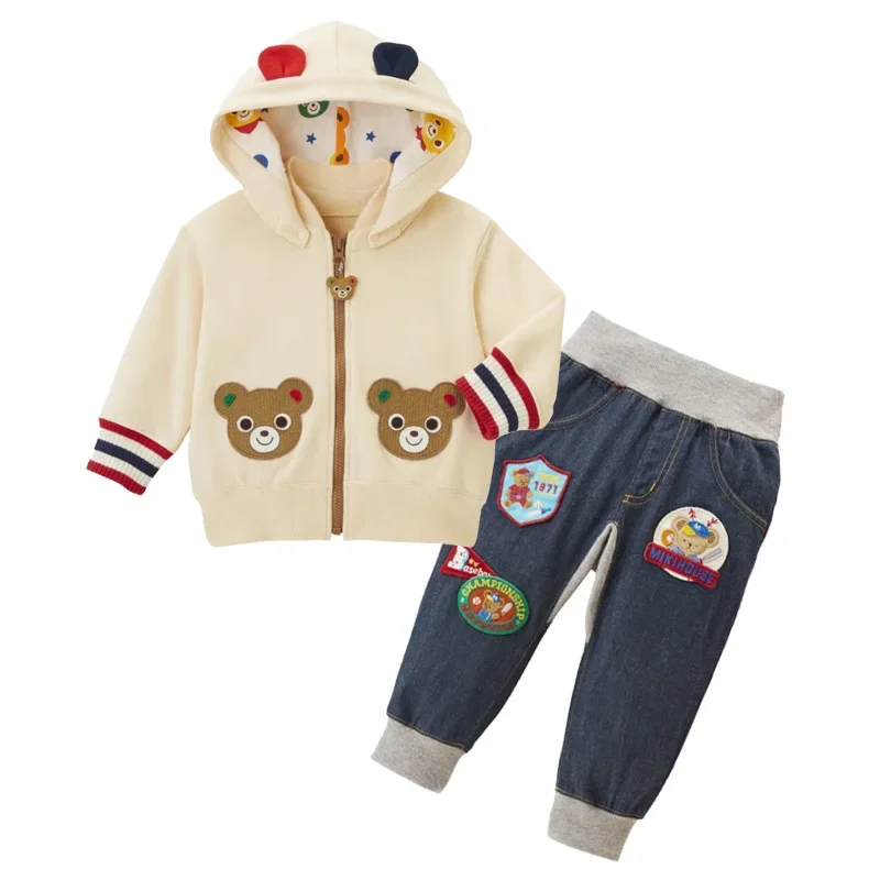 Winter Coat  Boys Clothes Autumn/winter New Girl Cartoon Embroidery Patch Hooded Jacket Cardigan