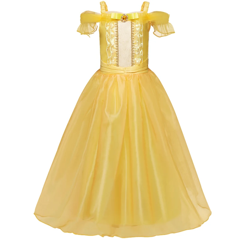 Kids Princess Dresses Girls Belle Party Costume Children Christmas Birthday Flower Clothes Beauty and The Beast Fancy Disguise