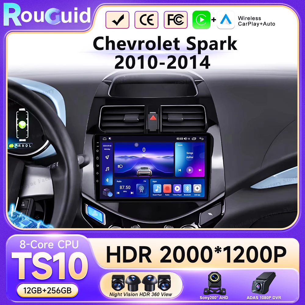 

Android Car DVD Radio Stereo For Chevrolet Spark 2010 2011 2012 2013 2014 Auto Multimidia Player GPS Navigation 4G Carplay 2DIN