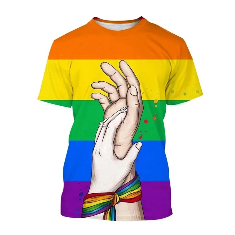 

Summer Happy Pride Day Rainbow 3D Print T-Shirts Men Women Short Sleeve T Shirt Oversized Harajuku Y2k Tees Tops Kids Clothing