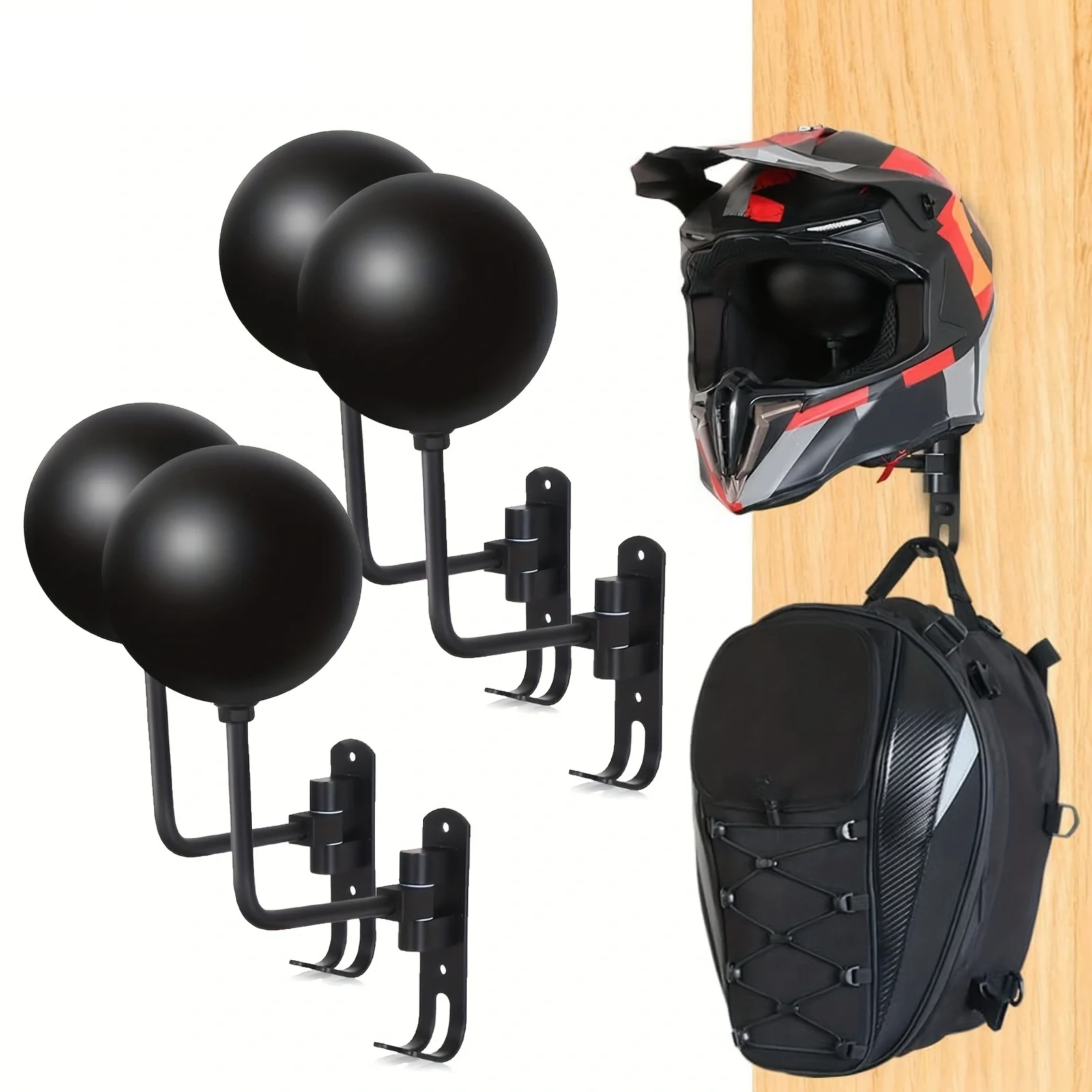 Pop Motorcycle Car Parts Tool Clothes Bag Coats Caps Rugby Helmet Rack 180° Rotating Wall Mounted Bicycle Helmet Rack Display Ra