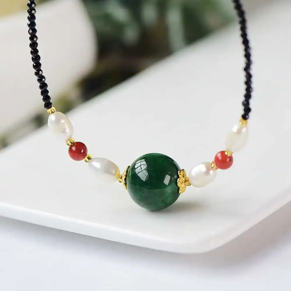 

Freshwater Pearl Black Spinel Chrysoprase Beads Necklace Calming Diy Colorful Handmade Prayer Bless Wristband