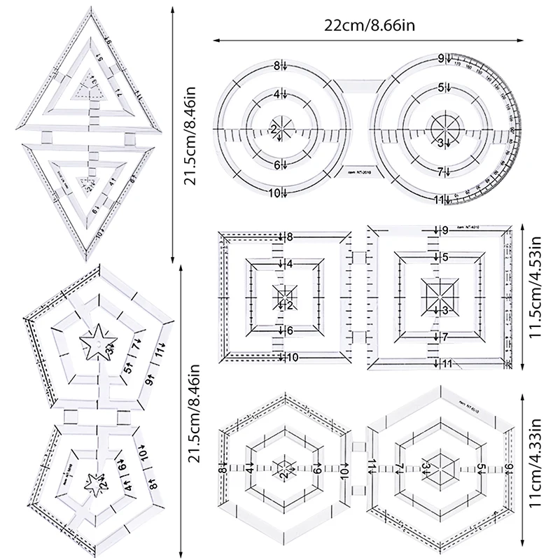 MIUSIE Acrylic Quilting Ruler Template – Inch Patchwork Measuring Tool for DIY Sewing 3