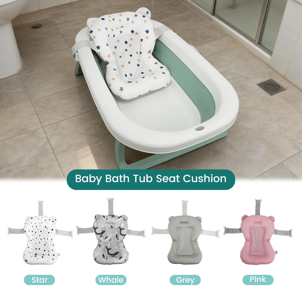 Baby Bath Support Seat Star Pattern Print 3D Breathable Mesh Soft Padded Pillow Non-Slip Infant Newborn Bath view 5