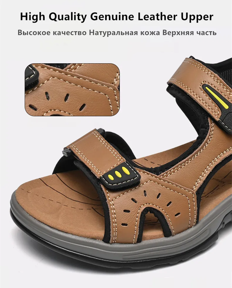 Neue Sommer Echtes Leder Männer Sandalen Mode-Design Atmungsaktive Casual Schuhe Männer Weichen Boden Outdoor Strand Sandalen Große Größe 46 – Detail 7