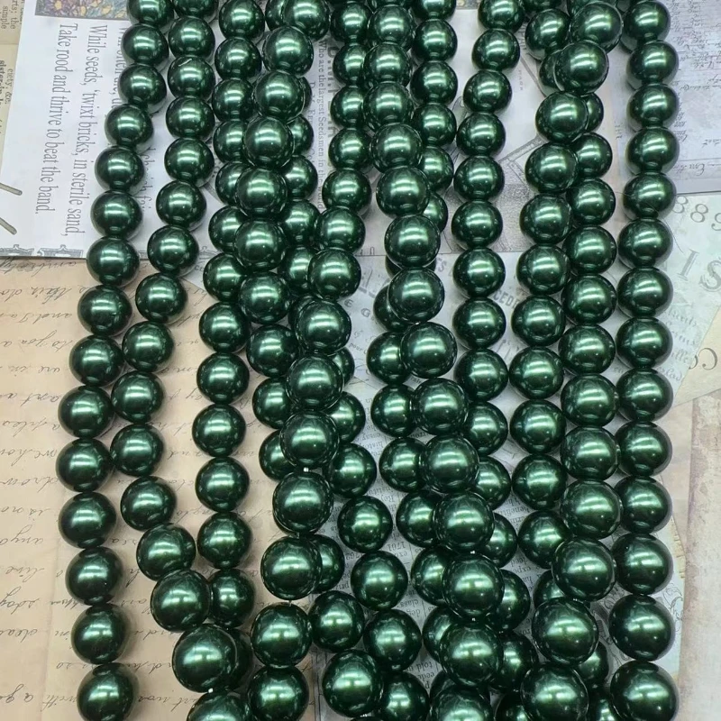 

Natural 6-7mm Black Peacock Green Small Pearl Handmade Finished Product with Buttons