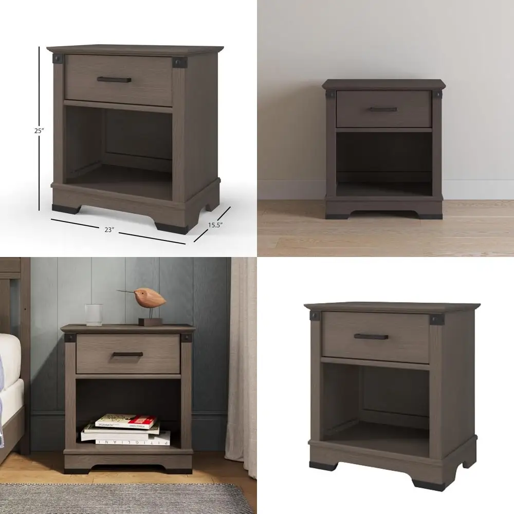 

Sturdy Pinewood Nursery Nightstand, Large Capacity, Non-Toxic, Baby-Safe in Dapper Gray