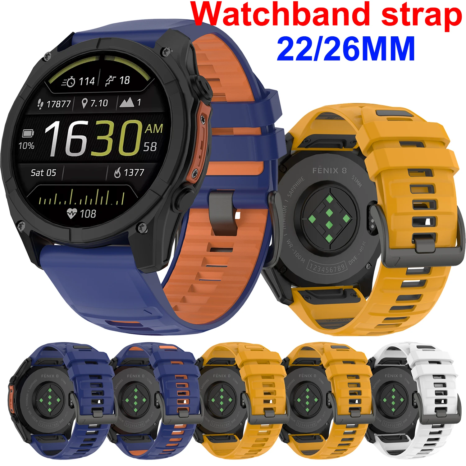 

QuickFit 22mm 26mm Silicone Strap For Garmin Fenix 8 47mm 51mm Fenix 7 7X Pro 6X PRO 5 5X puls Watch Band Garmin Forerunner 955