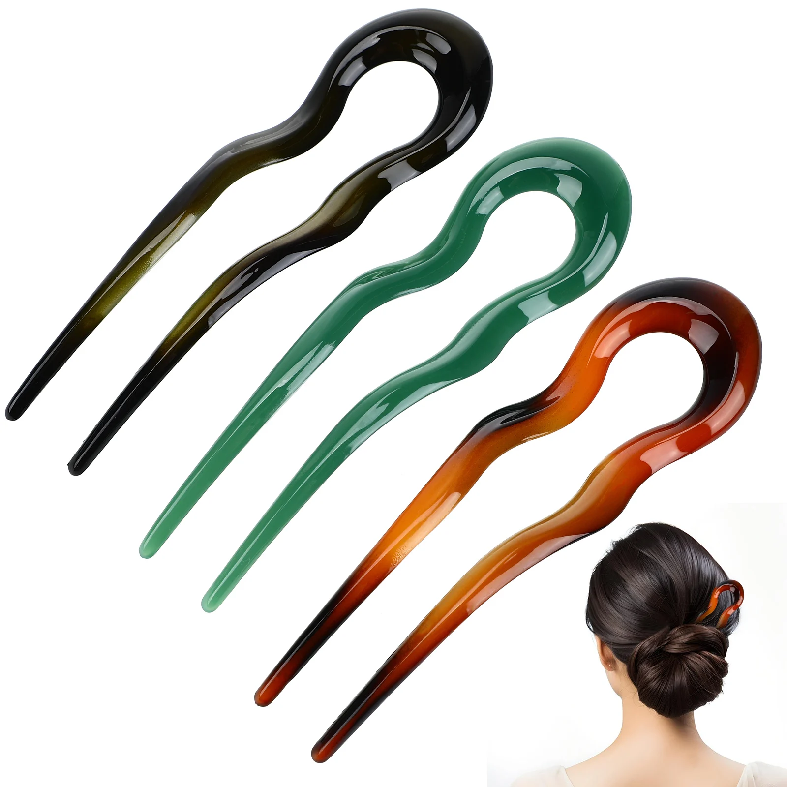 

3 Pcs Vintage Hairpin French U-shaped Fork Forks Pins Women Decorative Minkissy Clips