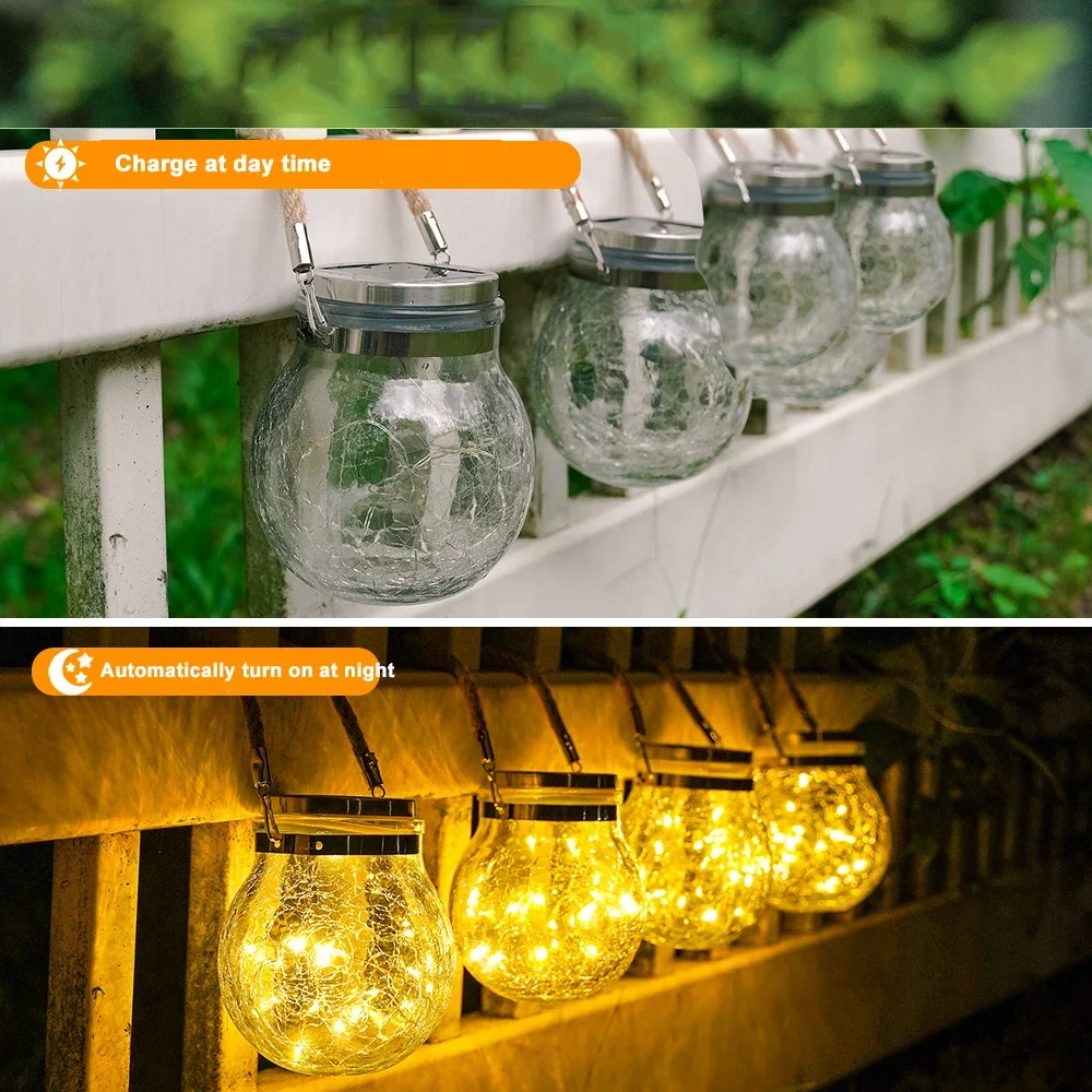 Solar LED Fairy Lights Popping Ball Glass Bottle Cap Outdoor Garden Christmas Decoration Mason Jar Lamp Wishing Light 2024