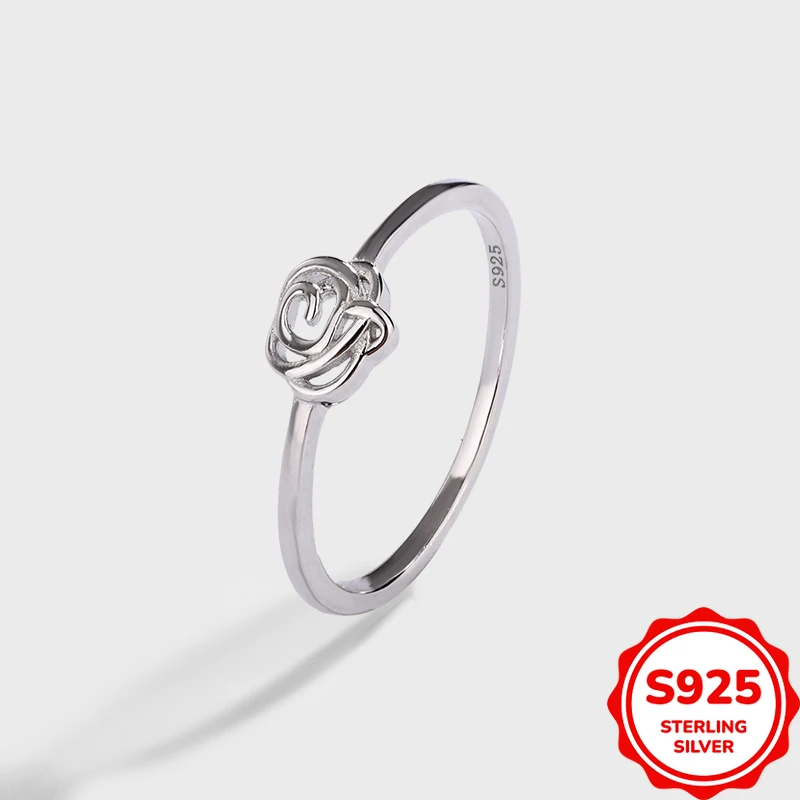 

Simple and Versatile Authentic S925 Silver Flower Geometric Women's Ring