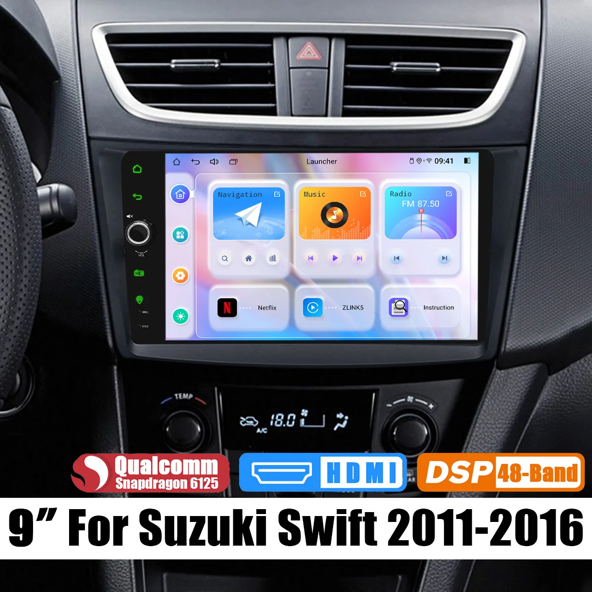 

Joying After-Market 9"Head Unit Car Radio Stereo Android Auto Carplay Wireless For Suzuki Swift 2011-2016 Plug and Play