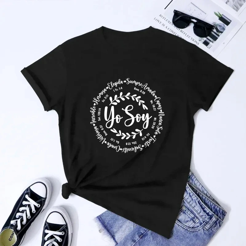 Slogan Tee Shirt Top Sassy Christian Bible Verse Tshirts T-shirt Camiseta Vintage Women Spanish Inspirational Basic Y2k Clothes