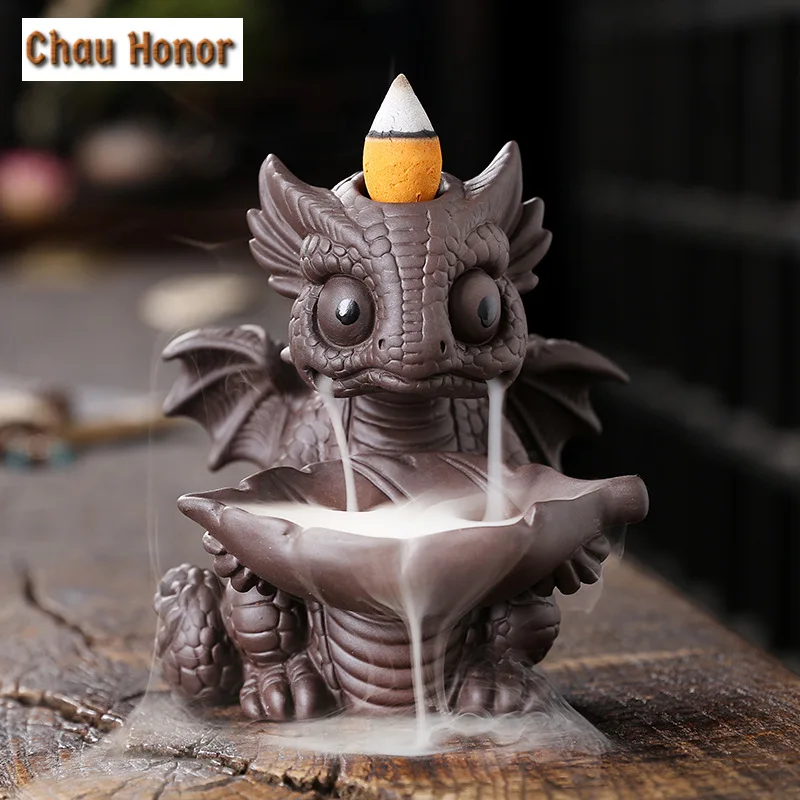 1pc Ceramic Waterfall Incense Burner, Vintage Dragon Backflow Incense Burner, Household Burner Catcher Holder (without Incense）