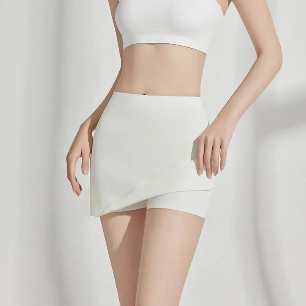 Double-layer Women's Leggings Seamless Solid Color Flat Angle Safety Pants Capris Skinny Tights High Waist Underwear Female