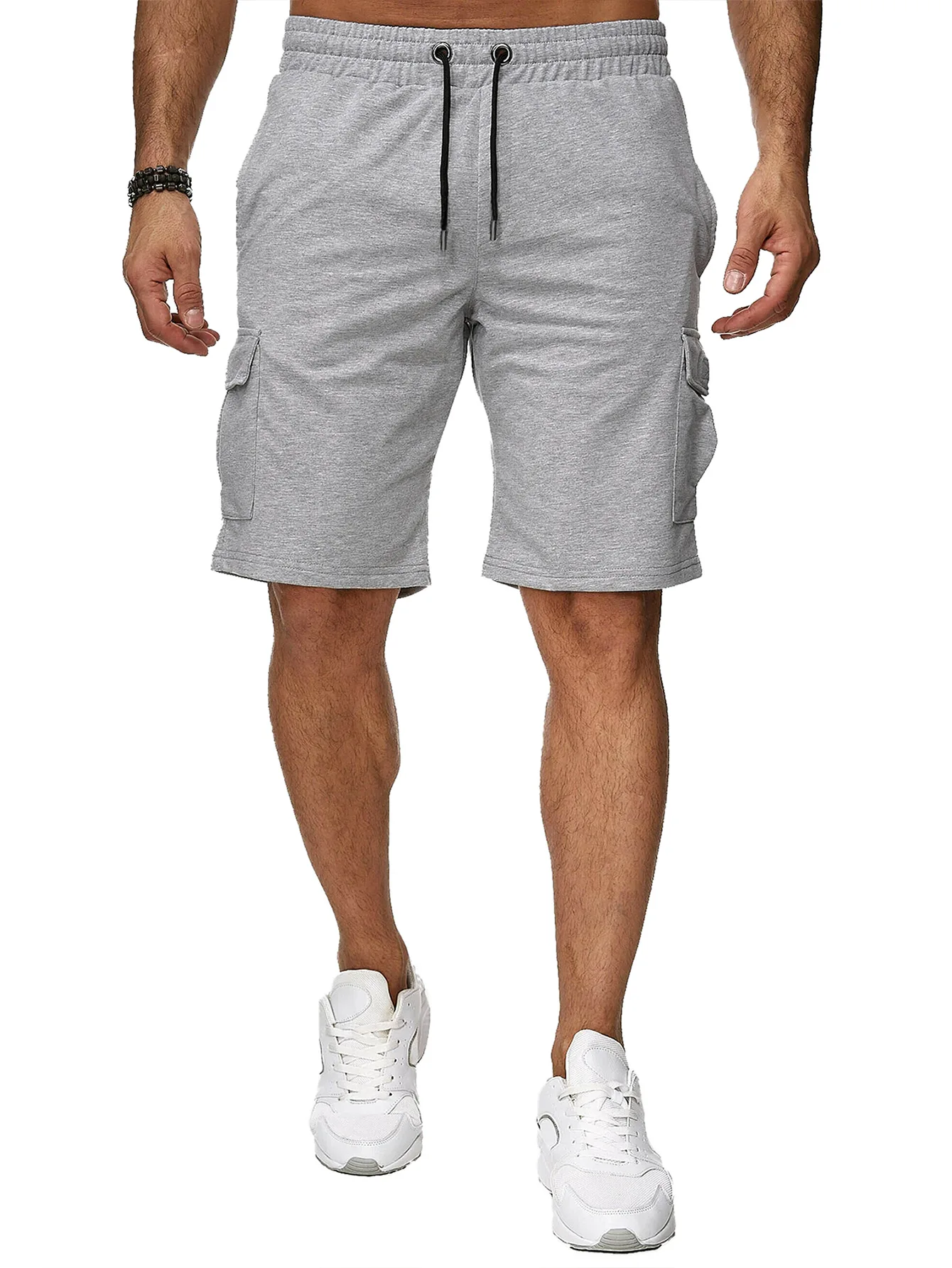 

Pantalones cortos informales para hombre Shorts deportivos con cordón rectos holgados de cintura elástica para correr Verano