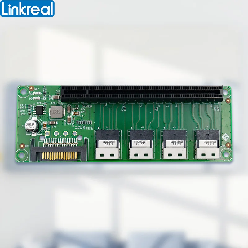 Linkreal 4 Port SFF-8654 to PCIe x16 Slot Adapter-LRFCF941