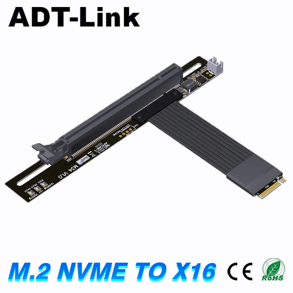 Imagem -01 - Placa Gráfica Cabo de Extensão Reforço de Energia Novo Adt M.2 Ngff Nvme m Chave Pci Express X16 Pcie x4 4.0 dc 41-m34 64g Bps placa grafica cabo de extensao reforco de energia novo adt m2 ngff nvme m chave pci express x16 pcie x4 40 dc 41 m34 64g bps 01