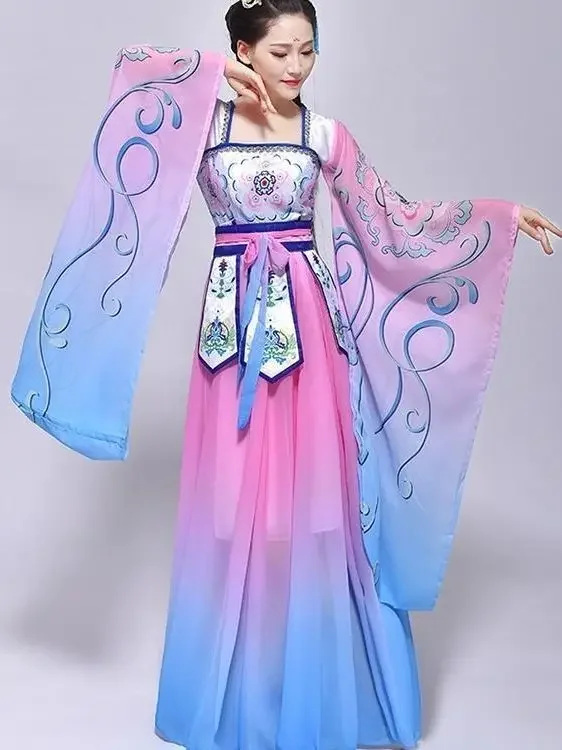 Hada antigua Wu Meiniang Hanfu falda de hada de manga grande estilo chino elegante traje de actuación de danza clásica