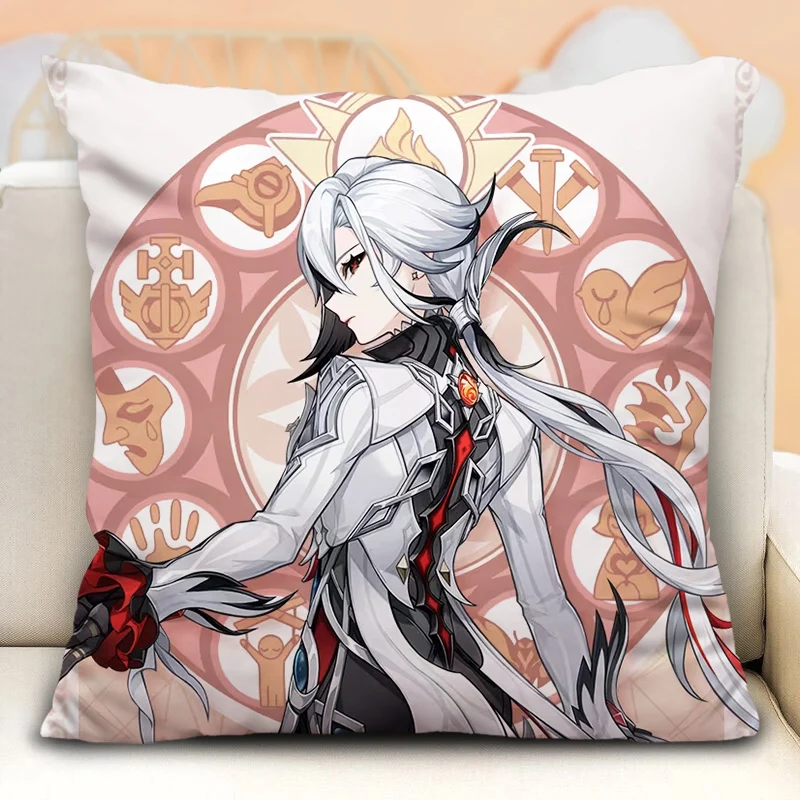 Anime Genshin Impact Arlecchino Cosplay Cartoon Pillow Backing Block Sofa Fans Cotton Mascot Cushion Dolls Halloween Xmas Gift