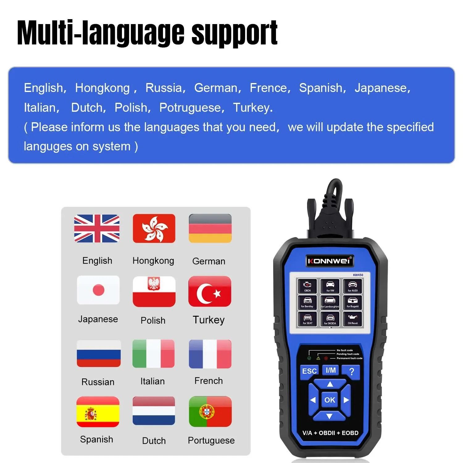 ANCEL VD700 Full System OBD2 Scanner for VW & Audi, Professional Auto Diagnostic Tool Supporting ABS & SRS Airbag Detection