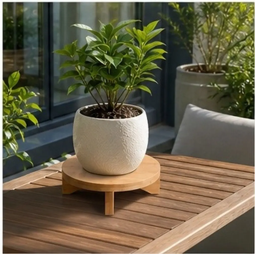 Indoor Wooden Plant Stand Solid Wood Construction Small Plant Shelf Bonsai Succulents Potted Plants Desktop Balcony Living Room