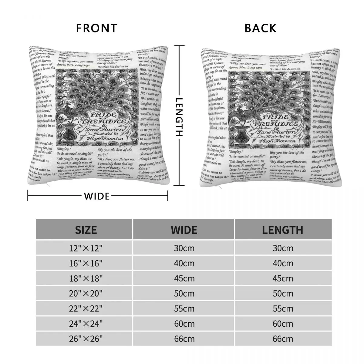 Pride And Prejudice Square Pillowcase Polyester Linen Velvet Creative Zip Decorative Pillow Case Sofa Seater Cushion Cover 45x45