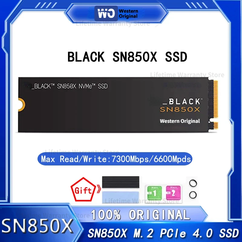 

Western Original SN850X 1TB 2TB 4T SSD NVMe Gen4PCIe M.2 2280 PCIe 4.0X4 Drive Internal Solid State Disk for PS5 Desktop Laptop