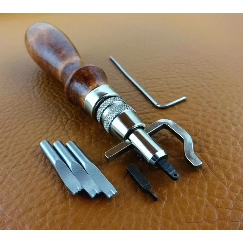 7 in 1 Professional Leather Craft Adjustable Stitching and Slotting Crease Leather Tools DIY Handmade Multifunctional Trimmer