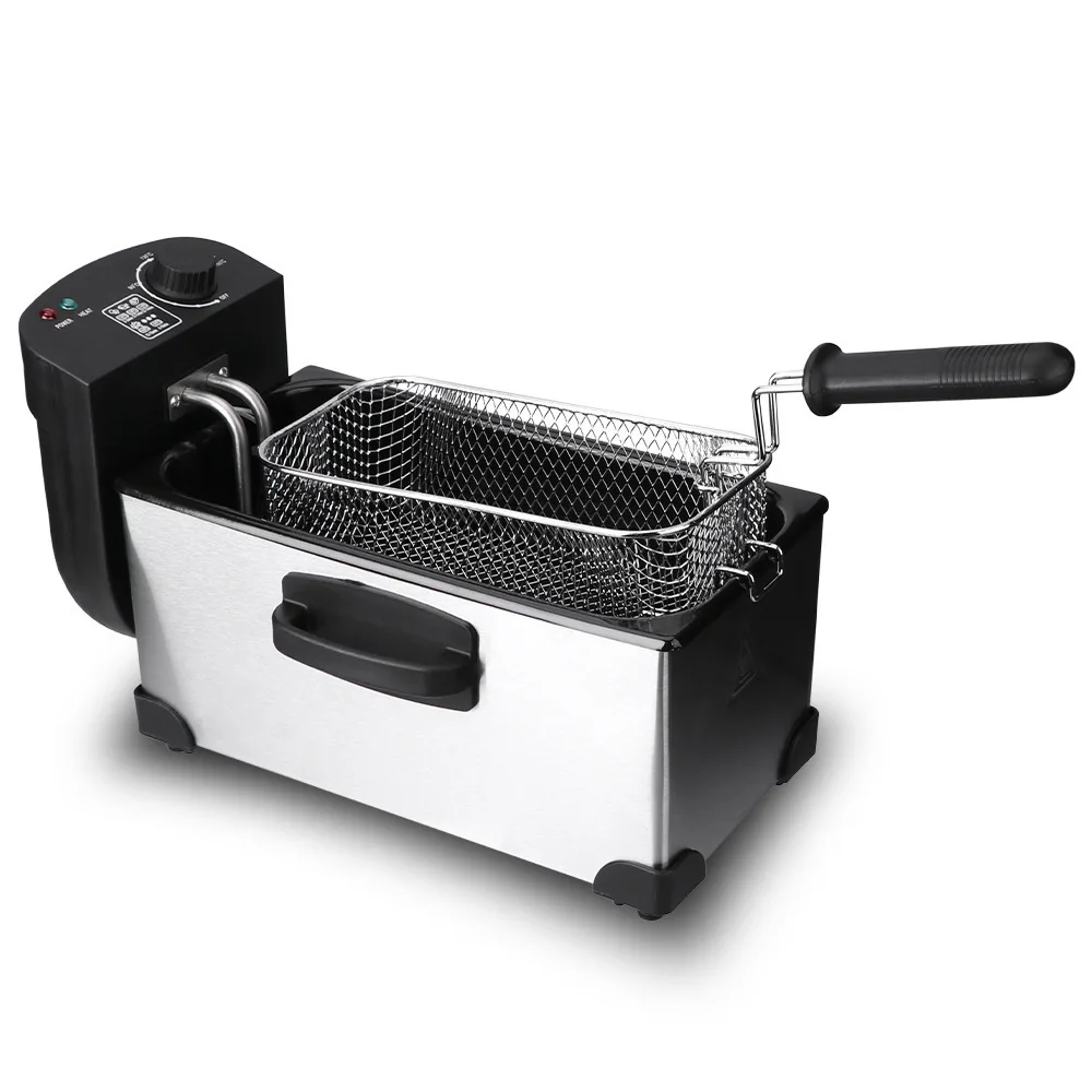 Freidora eléctrica de 110V y 220V, máquina de Fries franceses de 2,5 L, olla caliente de aceite, parrilla de pollo frito, horno de termostato