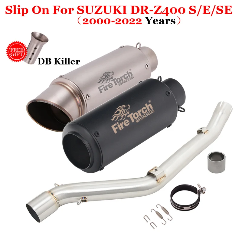 For SUZUKI DRZ 400 DRZ400 DR-Z 400 S SM 2000 - 2022 Motorcycle Exhaust Pipe Middle Connect Link Tube Muffler Moto With DB Killer