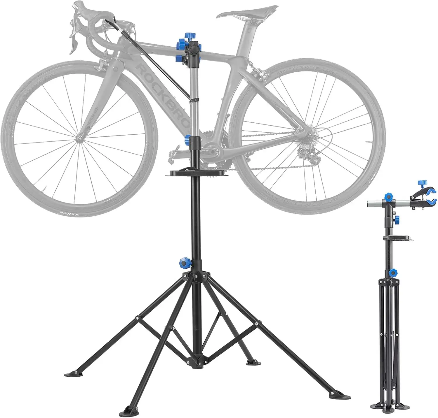 

Adjustable Foldable Bike Repair Stand with Tool Tray for Mountain and Road Bikes - Easy Maintenance Rack