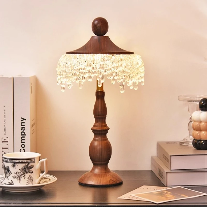 

Винтажная прикроватная настольная лампа, роскошный ореховый тон, ретро ночник для спальни, гостиной, свадебный декор, окружающее домашнее освещение