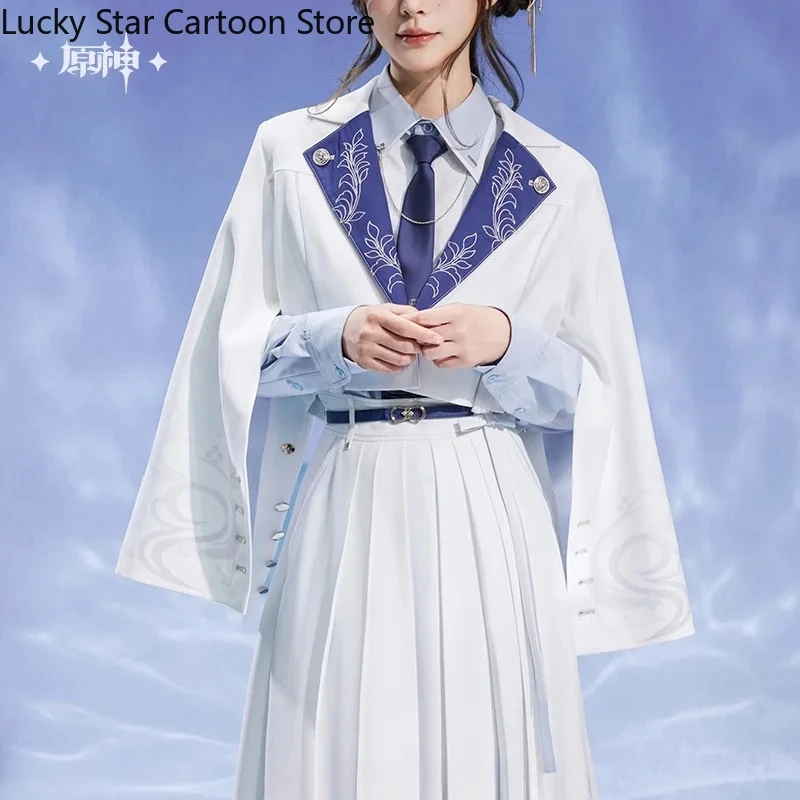 معطف Mihoyo الرسمي Kamisato Ayato بأكمام واسعة وطية صدر السترة لعبة Genshin Impact Ayato أزياء تنكرية للهالوين